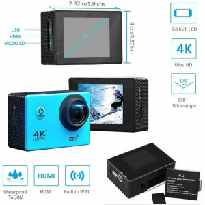 ΑΔΙΑΒΡΟΧΗ ΚΑΜΕΡΑ ΔΡΑΣΗΣ SPORTS ACTION HD 1080p WI-FI 710800 ΜΠΛΕ