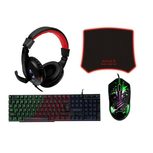 AOAS AS-1066 4in1 Σετ Gaming Πληκτρολόγιο με RGB φωτισμό & Ποντίκι (Αγγλικό US)