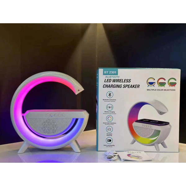 Wireless Charger Ηχείο Bluetooth 3in1 5W με Ραδιόφωνο Rgb BT2301 Λευκό 