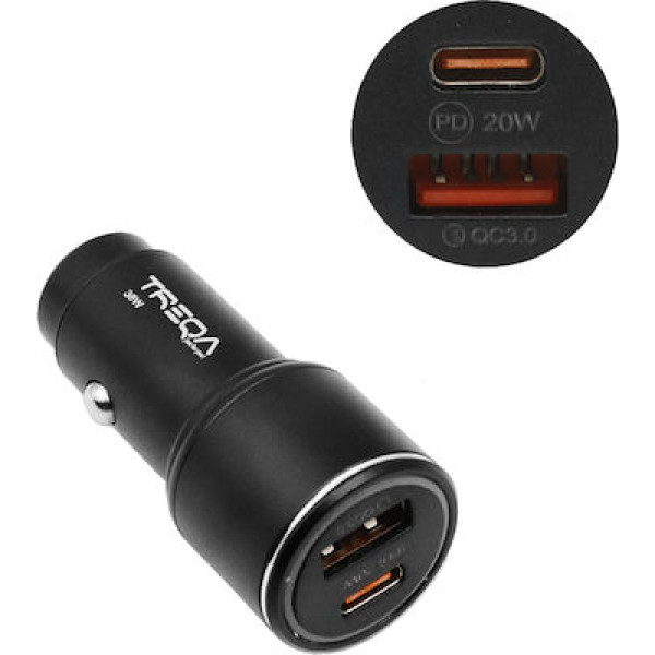 ΦΟΡΤΙΣΤΗΣ ΑΥΤΟΚΙΝΗΤΟΥ PD+QC3.0 20W USB/PD 2 ΘΥΡΕΣ CC-322.ΜΑΥΡΟ