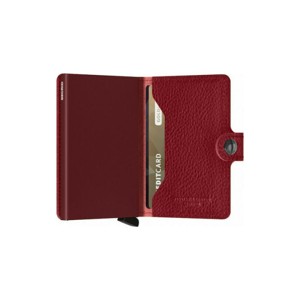 Mohicans Miniwallet Original Δερμάτινο Ανδρικό Πορτοφόλι Καρτών με RFID και Μηχανισμό Slide CCC-32 Κόκκινο