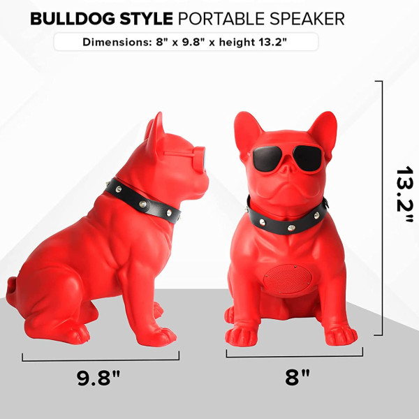 H-M10 Bulldog Head Rotatable Ηχείο Bluetooth 5W με Διάρκεια Μπαταρίας έως 6 ώρες 40cm Κόκκινο