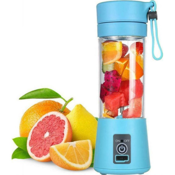 HM-03 Mini Μπλέντερ για Smoothies με κανάτα 0.38lt  και Ισχύ 380Watt Μπλε