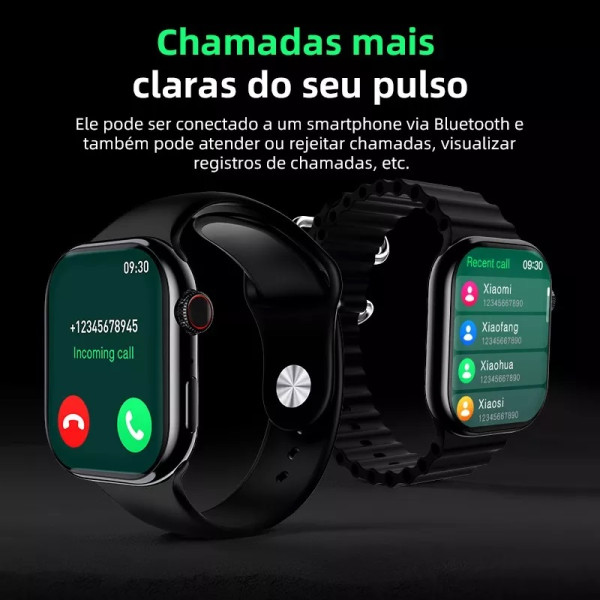 Howear HW 10 Pro 2 Smart Watch Οθόνη AMOLED 2,10 ιντσών Δώρο 3 λουράκια 1 αναπτήρα Ασημί