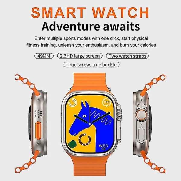 Smartwatch Qian I20 Ultra Max 2,3" 49 χιλιοστών + Bluetooth HandsFree  Δώρο + τζαμάκι προστατευτικό Ασύρματη φόρτιση Αδιάβροχο 10 +1 σετ ανδρικό γυναικείο  Ασημί