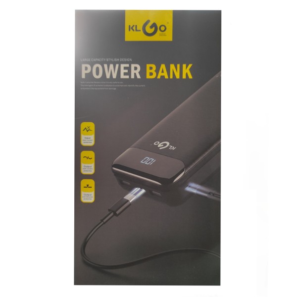 KLGO KP 89 POWER BANK 20000mAh ME 2 ΘΥΡΕΣ USB-A KP-89.ΜΑΥΡΟ