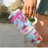 Disney Stitch 1.5L Μπουκάλι νερού 40 oz από ανοξείδωτο χάλυβα με λαβή κούπα ταξιδιού με μόνωση με καλαμάκι ML0047 Ροζ