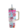 Disney Stitch 1.5L Μπουκάλι νερού 40 oz από ανοξείδωτο χάλυβα με λαβή κούπα ταξιδιού με μόνωση με καλαμάκι ML0047 Ροζ