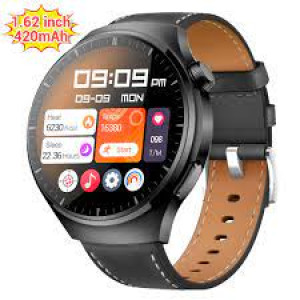 Smartwatch S20 MAX with voice assistant, 46mm, male smartwatch, NFC access control, pressure monitor, full screen, compass, 480x480, Μαύρο