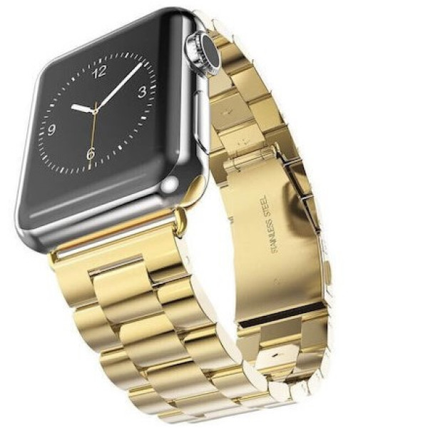 ΜΕΤΑΛΛΙΚΟ ΛΟΥΡΑΚΙ ΑΝΟΞΕΙΔΩΤΟ ΑΤΣΑΛΙ WEARABLES (APPLE WATCH 42/44/45/49mm) SP13.ΧΡΥΣΟ