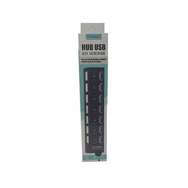 Αντάπτορας Hub φόρτισης και μεταφοράς δεδομένων USB 3.0 7 θυρών  USB-7 TREQA Μαύρο