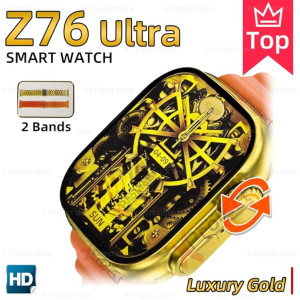 Z76 Ultra  Gold  49mm Έξυπνο ρολόι με στενή στεφάνη πλήρους οθόνης/Bluetooth Calling/NFC/Real Turnbuckle Design