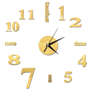Αυτοκόλλητο ρολόι τοίχου 3D DIY 50-120cm ZH015 Χρυσό