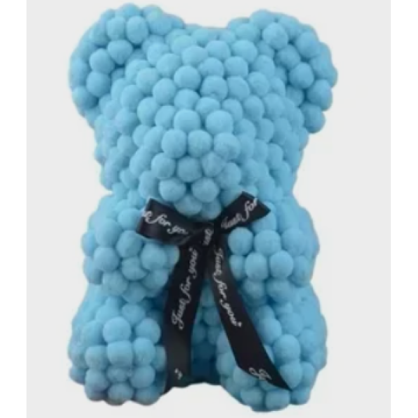 Αρκουδάκι Μπλε με Κορδέλα και κουτί 25cm Pom Pom Foam flower 84790 Μπλε