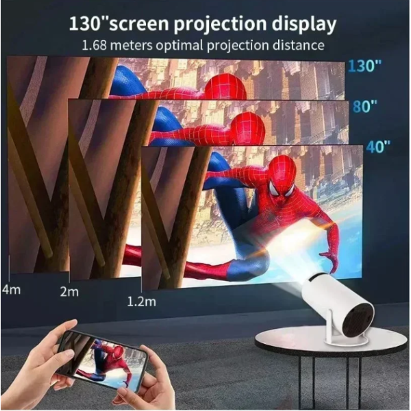 Έξυπνος Προβολέας 1080P, Android 11.0, 120 ANSI Lux  HY300 Λευκό