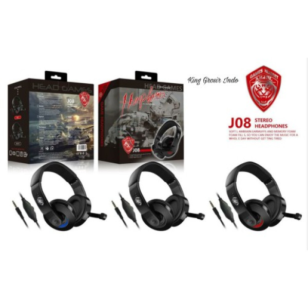 J08 On Ear Gaming Headset με σύνδεση 2x3.5mm / 3.5mm Μαύρο