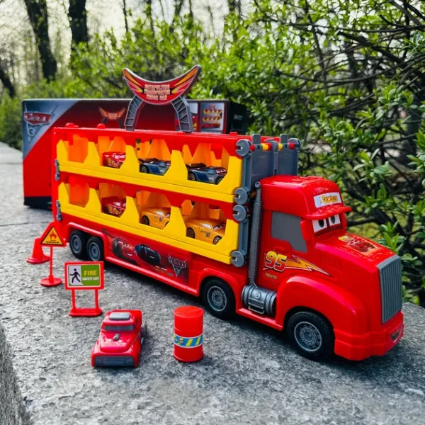 Νταλίκα Μεταφοράς Αυτοκινήτων Cars McQueen 2 σε 1 με Πίστα Εκτόξευσης & Αυτοκινητάκια 3+ 580139