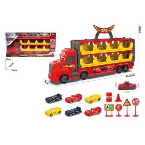Νταλίκα Μεταφοράς Αυτοκινήτων Cars McQueen 2 σε 1 με Πίστα Εκτόξευσης & Αυτοκινητάκια 3+ 580139