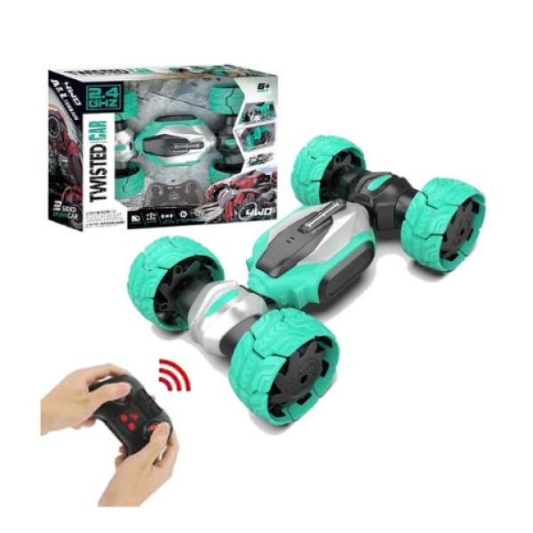 Stunt Motion Twisted RC Car, 2,4 GHz Τηλεχειριστήριο αναρριχητικό αυτοκίνητο 4WD παραμόρφωση με Music Dance Light Διπλής Όψης ZJ001A Πράσινο