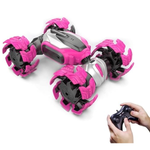 Stunt Motion Twisted RC Car, 2,4 GHz Τηλεχειριστήριο αναρριχητικό αυτοκίνητο 4WD παραμόρφωση με Music Dance Light Διπλής Όψης ZJ001A Ροζ