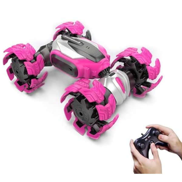 Stunt Motion Twisted RC Car, 2,4 GHz Τηλεχειριστήριο αναρριχητικό αυτοκίνητο 4WD παραμόρφωση με Music Dance Light Διπλής Όψης ZJ001A Ροζ