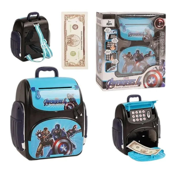 Τσάντα κουμπαράς Backpack Avengers με ψηφιακό κωδικό πρόσβασης για χρήματα και κέρματα, χρηματοκιβώτιο WF-30088 Μπλε