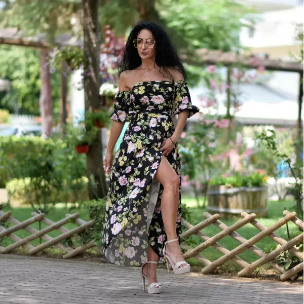 ΓΥΝΑΙΚΕΙΟ ΦΟΡΕΜΑ FLORAL  BOHO MOHICANS 22107.ΜΑΥΡΟ