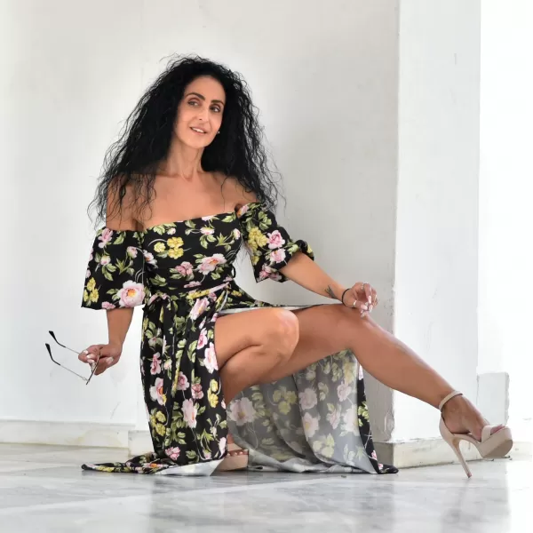 ΓΥΝΑΙΚΕΙΟ ΦΟΡΕΜΑ FLORAL  BOHO MOHICANS 22107.ΜΑΥΡΟ