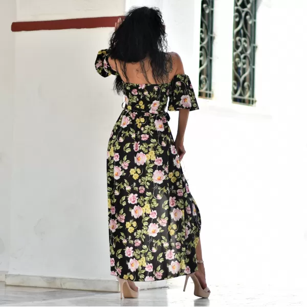 ΓΥΝΑΙΚΕΙΟ ΦΟΡΕΜΑ FLORAL  BOHO MOHICANS 22107.ΜΑΥΡΟ