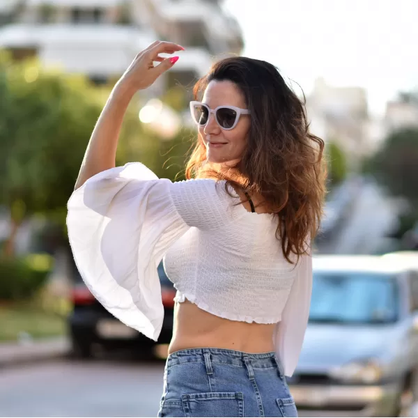 ΓΥΝΑΙΚΕΙΟ CROP TOP ΜΠΛΟΥΖΑ ΜΕ ΚΟΡΔΟΝΙ MOHICANS 91148.ΛΕΥΚΟ