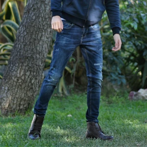 ΑΝΔΡΙΚΟ ΠΑΝΤΕΛΟΝΙ JEANS ΜΕ ΣΚΙΣΙΜΑΤΑ MOHICANS FT636 ΜΠΛΕ