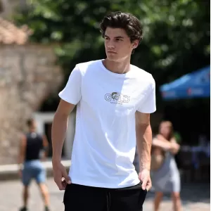 ΑΝΔΡΙΚΗ ΜΠΛΟΥΖΑ T-SHIRT ΛΑΙΜΟΣ ΛΟΓΟΤΥΠΟ GOLD MOHICANS  MCNS15 ΑΣΠΡΟ