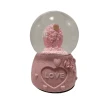 RedRoss Snow Globe Ροζ Καρδιά Μεγάλες Νιφάδες Μαγική Πολυρεζίνη Ting Ting Μιούζικαλ Περιστρεφόμενη 8cm 82329-1 Ροζ