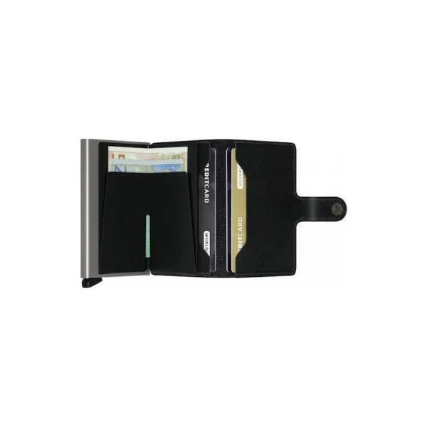 Mohicans Miniwallet Original Δερμάτινο Ανδρικό Πορτοφόλι Καρτών με RFID και Μηχανισμό Slide CCC-32 Μαύρο