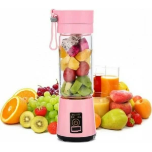 HM-03 Mini Μπλέντερ για Smoothies με κανάτα 0.38lt και Ισχύ 380Watt Ροζ	