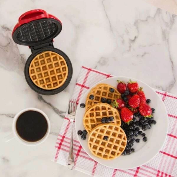 Mini Waffle Maker Βαφλιέρα σε Στρογγυλό Σχήμα 350W SE-33 ΚΟΚΚΙΝΟ