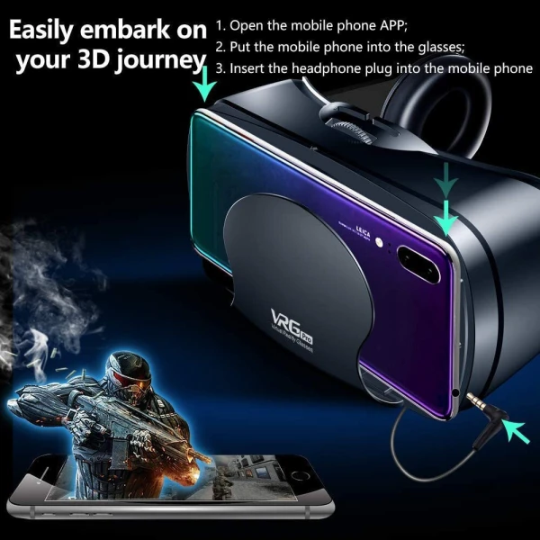 VRG Pro VR Headset για Κινητά από 5" έως 7" VR-666 Μαύρο