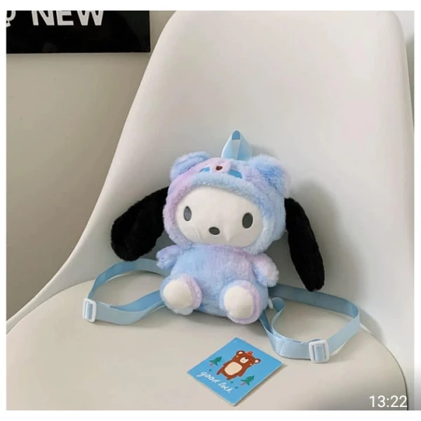 Λούτρινη παιδική τσάντα Πλάτης Sanrio Kuromi Hello Kitty 10291-2 Μπλε