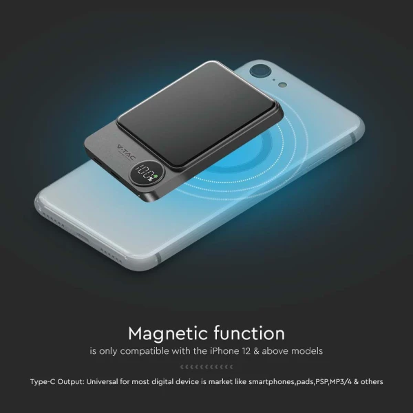 Μαγνητικό wireless power bank 1500mAh 22.5w fast charging με Οθόνη και Ασύρματη Φόρτιση 17743-1040 Μαύρο