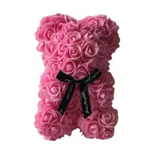 ΑΡΚΟΥΔΑΚΙ ΑΠΟ ΤΡΙΑΝΤΑΦΥΛΛΑ LOVE BEAR 25CM ΡΟΖ