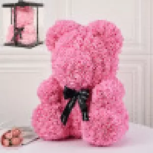 ΑΡΚΟΥΔΑΚΙ ΑΠΟ ΤΡΙΑΝΤΑΦΥΛΛΑ LOVE BEAR 25CM ΡΟΖ