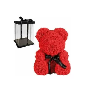 ΑΡΚΟΥΔΑΚΙ ΑΠΟ ΤΡΙΑΝΤΑΦΥΛΛΑ LOVE BEAR 25CM.ΚΟΚΚΙΝΟ