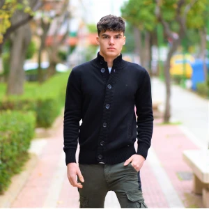 ΑΝΔΡΙΚΗ ΖΑΚΕΤΑ ΠΛΕΚΤΗ ΚΟΥΜΠΙ ΜΠΑΜΠΑΚΙ MOHICANS 355 ΜΑΥΡΟ 