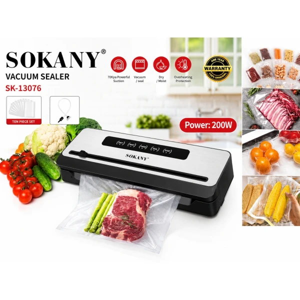 Συσκευή Vacuum Τροφίμων SOKANY 200W με 10 Σακούλες  SK-13076