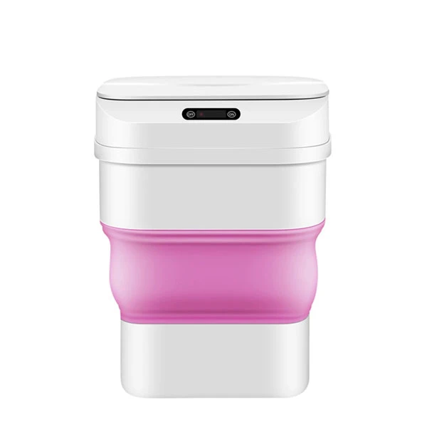 Smart Sensor Folding Trash Can Πλαστικό Καλαθάκι Μπάνιου 17.5lt με Αισθητήρα Κίνησης BS-00305 Ροζ