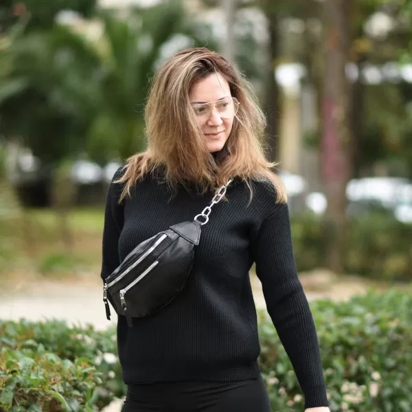 ΓΥΝΑΙΚΕΙΟ BUM BAG ΤΣΑΝΤΑΚΙ ΔΕΡΜΑΤΙΝΗ MOHICANS PB-726.ΜΑΥΡΟ