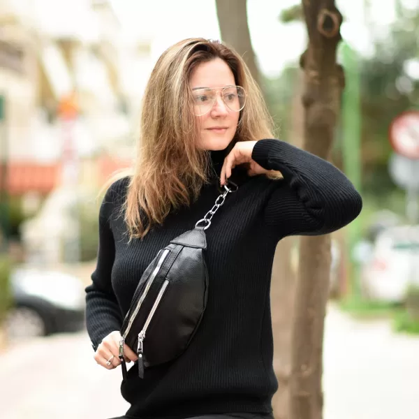 ΓΥΝΑΙΚΕΙΟ BUM BAG ΤΣΑΝΤΑΚΙ ΔΕΡΜΑΤΙΝΗ MOHICANS PB-726.ΜΑΥΡΟ
