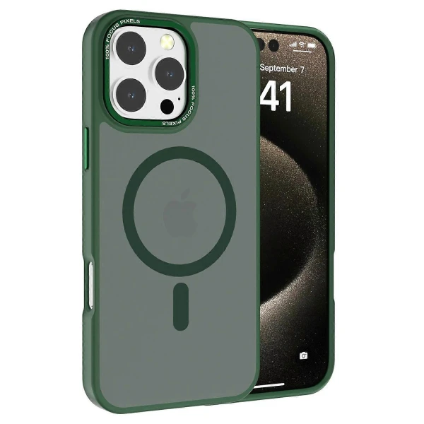 Για iPhone 16 Pro Max Θήκη Συμβατή με MagSafe ημιδιαφανές πίσω κάλυμμα τηλεφώνου TPU+PC IP16 Πράσινο