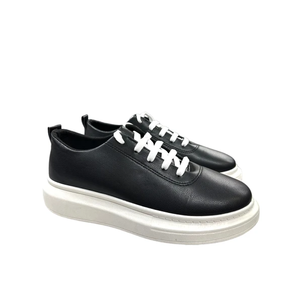 ΑΝΔΡΙΚΟ SNEAKERS ΔΕΡΜΑΤΙΝΟ ΑΣΠΡΗ ΣΟΛΑ MOHICANS ME01 ΜΑΥΡΟ