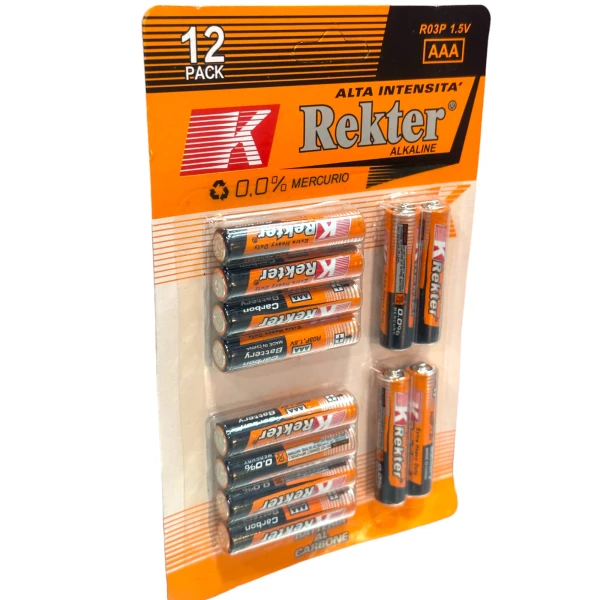Extra Heavy Duty AAA Μπαταρίες, 1.5V, REKTER, 12 τεμάχια